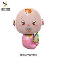 Service tout-en-un pour ballons en aluminium personnalisés en forme de chariot de bébé, avec motifs de dessin animé (garçon, fille, requin, couronne)