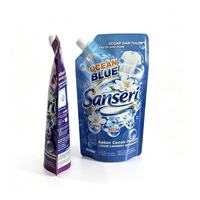 Pochette souple imprimée flexo, résistante à l'humidité, de 1000 ml, avec bec verseur, pour l'emballage de lessive liquide et d'assouplissant textile