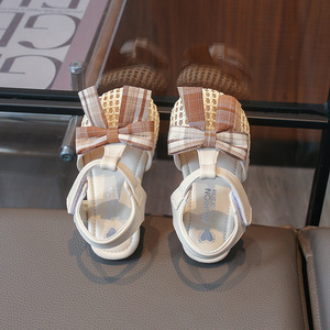 <span class=keywords><strong>Sandalias</strong></span> de Playa para Niñas, Estilo Coreano, con Lazo a Cuadros, Suela Suave, Cierre de Velcro, Zapatos de Princesa para Niñas, Verano - Product Image 5