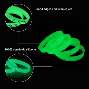 High Quality Glow In Dark Silicone Wristband Printed Custom Logo Fluorescent Silicone Wristband Luminous Rubber Bracelet
