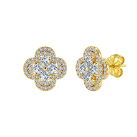 Boucles d'oreilles clous SMOE22 Trèfle à quatre feuilles en argent sterling 925 avec moissanite couleur D VVS, bijoux délicats et étincelants pour femmes