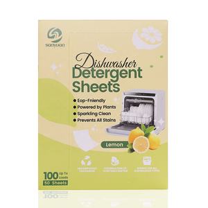 SANYUAN 100 Cargas Hojas de detergente desechables ecológicas para lavavajillas Sin plástico Biodegradable Aroma a limón Tabletas para lavavajillas - Product Image 4