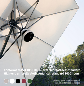 Parasol de terrasse solaire à LED avec ventilateur, parasol d'extérieur avec mécanisme d'inclinaison pour hôtel, jardin, parasol cantilever déporté - Product Image 6
