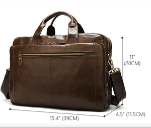 Andong Genuine Cow Leather <b>Men</b> Briefcase Business 14-inch Laptop Messenger <b>Bag</b> Retro Classical Large Shoulder Travel <b>Bags</b> - Product Image 2