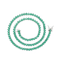 Collier Tennis BC172 en Zircon Vert 4mm, en Laiton Électroplaqué pour Homme, Style Hiphop, à Trois Griffes et Simple Rangée
