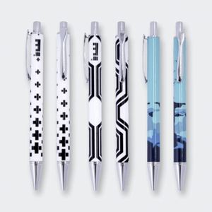 Full Barrel Sublimation Printed Click Ballpoint <b>Pen</b>, 3 Trendy Geometric Abstract Pattern Retractable Advertising Signature <b>Pen</b> - Product Image 1