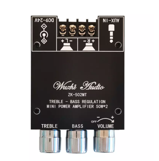 ZK-502MT 2*50W Bt 5.0 Subwoofer Amplifier Board 2.0 Channel High Power Audio Stereo Amplifier Board AUX Bass Treble AMP