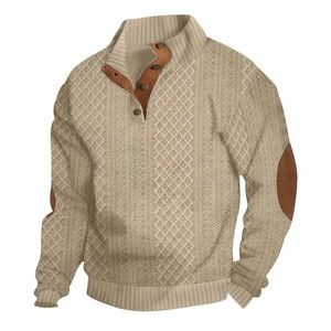 Pulls pour hommes en gros, style rétro décontracté, col en V boutonné, grandes tailles, pour le commerce international - Product Image 4