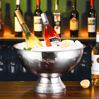 Seau à glace pour champagne de qualité alimentaire 304, 8L/12L, base large, bord roulé, refroidisseur à vin, bol à champagne pour fêtes et bars, usine OEM