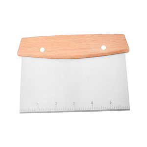 Stainless Steel Dough Scraper With Scale Beechwood Handle Baking Tool - Product Image 2