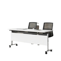 Ensemble table et chaises de réunion de bureau modernes et simples, table de formation longue pliable avec roulettes pour la formation et les discussions du personnel scolaire