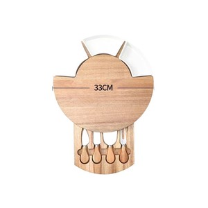 Planche à fromage en bois d'acacia avec ensemble de couteaux, planche à découper ronde en bois massif pour servir et recevoir - Product Image 5