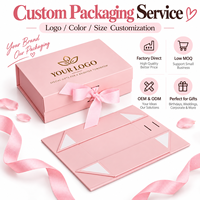 Boîte en Carton Rigide Rose de Luxe Pliante Personnalisée avec Fermeture Magnétique, Impression de LOGO et Ruban, Emballage Éco-Responsable