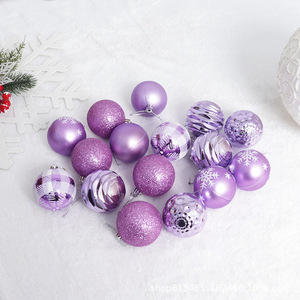 6cm <b>Plastic</b> Electroplated Pink Christmas Baubles 16Pcs Mixed Pack Hand Painted Snowflake Xmas <b>Tree</b> Hanging Ornaments - Product Image 3