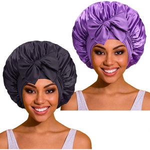 Gorro de dormir de satén personalizado para mujer, talla grande, ajustable, con banda para atar, para cabello rizado y trenzas - Product Image 4