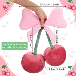 Almohada Decorativa con Lazo y Cerezas, Estilo Coqueta y Estético, Regalos Divertidos <span class=keywords><strong>para</strong></span> Adolescentes, <span class=keywords><strong>para</strong></span> Dormitorio, <span class=keywords><strong>Sala</strong></span> de Estar, Sofá o Cama - Product Image 2