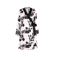 Guixiu Automne Vêtements de nuit Manches longues Dentelle transparente sur le dos Peignoir Kimono Robe classe