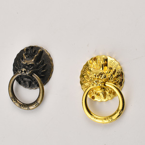 Chinese Style Lion Head Drawer Pull Zinc Alloy Antique Bronze Gold Ring Handle Furniture Hardware Accessory - Product Image 1