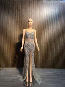 Elegant Sleeveless Mermaid <b>Dress</b> for Women Silk Material High-End Rhinestone Party Evening Gown Comfortable Anti-Wrinkle - Product Image 2