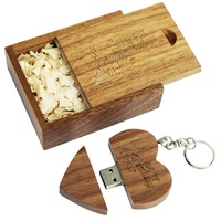 Coeur en bois Clé USB 64 mo Clé USB en bois Clé USB Clé USB 4G 8G 16GB 32GB Cadeaux pour les clients