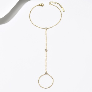 Nueva Pulsera de Acero Inoxidable con Incrustaciones de Circonio para Mujer, Diseño de Cadena para el Dedo, Doble Capa, de Una Pieza, a la Moda - Product Image 3