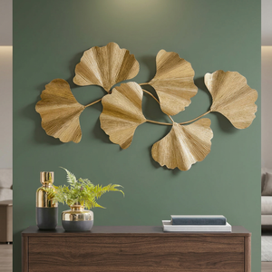 Arte de pared de hierro Floral de Metal chapado en oro, diseño único, arte de pared tradicional antiguo, decoración del hogar, tiempo de lujo, acento, arte de moda - Product Image 6