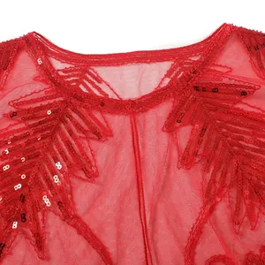 Châle à paillettes pour <span class=keywords><strong>femme</strong></span>, style années 1920, châle de mariée, couvre-épaules, cape de soirée à perles, cape de mariage - Product Image 5