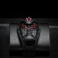 Montre Concept pour Homme avec Boîtier en Forme de Bouclier, Mécanisme d'Affichage à Rouleaux et Bracelet Intégré