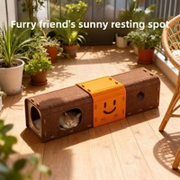 Maison pour chat créative en feutre avec visage souriant, durable, respirante et imperméable, pour toutes les saisons, avec lit et tunnel griffoir