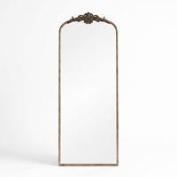Miroir vintage pleine longueur : 23,5 x 56 pouces, noir et or, miroir corporel long et arqué