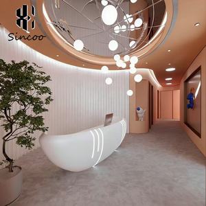 Mostrador de Recepción Semicircular de Fibra de Vidrio para Salón de Belleza, Estilo Personalizado, Fabricante, para Spa Médico y Estético - Product Image 3