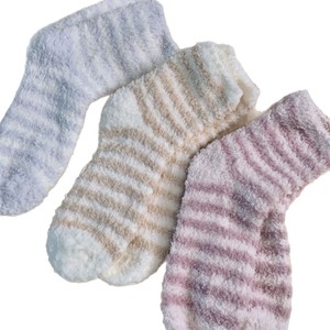 Chaussettes mi-mollet en polaire d'agneau rayées aux couleurs bonbon, épaisses et chaudes, pour la maison, pour femmes, automne-hiver, thermo - Product Image 4