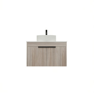 Modern Design 30 Inch White Oak Bathroom Vanity <b>Wall</b> Mounted Soft Close Door Ceramic Basin Set - Product Image 1