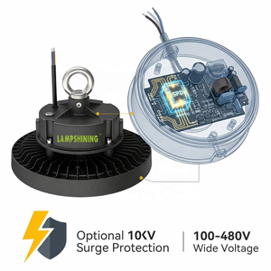 Projecteur UFO personnalisable 100W pour entrepôt industriel, étanche IP65, 160lm/W, AC100-277V, large plage <span class=keywords><strong>de</strong></span> tension, aluminium, haute température - Product Image 2