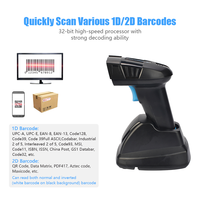 Escáner de código de barras 2D Auto Sense manos libres 433Mhz lector de código QR inalámbrico Transmisión de larga distancia USB para supermercado A4 Stock