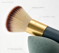 Set Kuas Makeup dengan Spons Kecantikan Mini Profesional, Kuas Sintetis Lembut untuk Foundation, Perlengkapan Makeup Wajah untuk Perjalanan dengan Wadah Transparan