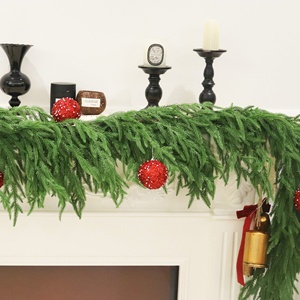 Handmade European Style <b>Plastic</b> Norfolk Pine Rattan Christmas Wreath Decoration - Product Image 2