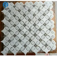 Vente en gros de mosaïques en marbre blanc Thassos fabriquées sur mesure en Chine, parquet moderne, design floral en jet d'eau, carreaux de pierre pour murs intérieurs, cuisine