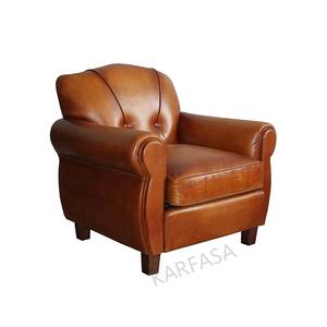 Canapé individuel classique en <span class=keywords><strong>cuir</strong></span> véritable <span class=keywords><strong>vintage</strong></span> brun moderne pour salon/chambre d'hôtel/appartement/atelier, fabrication artisanale - Product Image 4