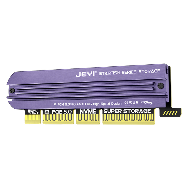 JEYI M.2 NVMe to PCIe 5.0 Expansion Card PCIe X4/X8/X16 128Gbps Backward Compatible PCIe 4.0/3.0 DDR3 Win/Linux/Mac OS