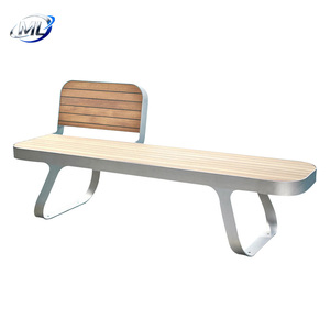 Banc de jardin moderne en acier inoxydable et bois, personnalisable, durable, imperméable, pour les parcs, les centres commerciaux et les hôpitaux - Product Image 6