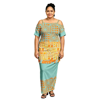 Gaun Puletasi Desain Tribal Polinesia Terbaru untuk Wanita, Motif Bunga Hawaii, Pakaian Pesta, Gaun Wanita Lengan Berongga, Puletasi Samoa