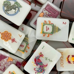Juego de Mahjong Acrílico Grabado con Diseño de Fuego Rojo Estilo Americano 2026, Nuevo y en Oferta, Regalo para Juegos de Casino - Product Image 2