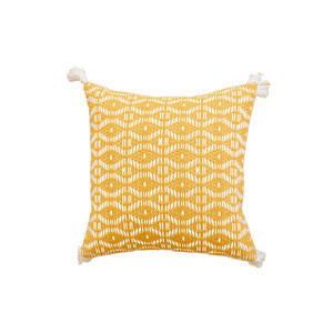 Minimalist Yellow <b>Striped</b> Throw Pillows Square Cotton Cushion Cover With Tassel Decor For Living Room Sofa Bed Home <b>Car</b> - Product Image 4
