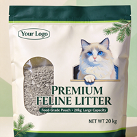 Sachet pour litière pour chat imprimé sur mesure à 8 soudures latérales, pochette à fond plat refermable de qualité alimentaire avec fenêtre transparente