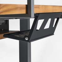Bureau debout en forme de L AJUNION avec plateau en bois, double moteur, ergonomique, pour le bureau à domicile ou le gaming, avec éclairage RGB contrôlable