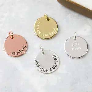 Inspire stainless steel jewelry Personalized Initial Circle Disc Charms and pendants for jewelry minimalist hand stamped disc