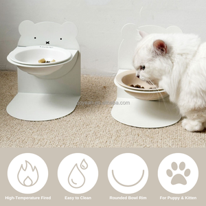 Bol surélevé magnétique pour chat et chien, bol en céramique pour nourriture et eau pour animaux de compagnie avec support en métal - Product Image 2