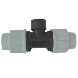 Conector en T de Polietileno de 90 Grados, 3/4\" x 20 mm, para Tuberías de Polietileno de Jardín - Product Image 1