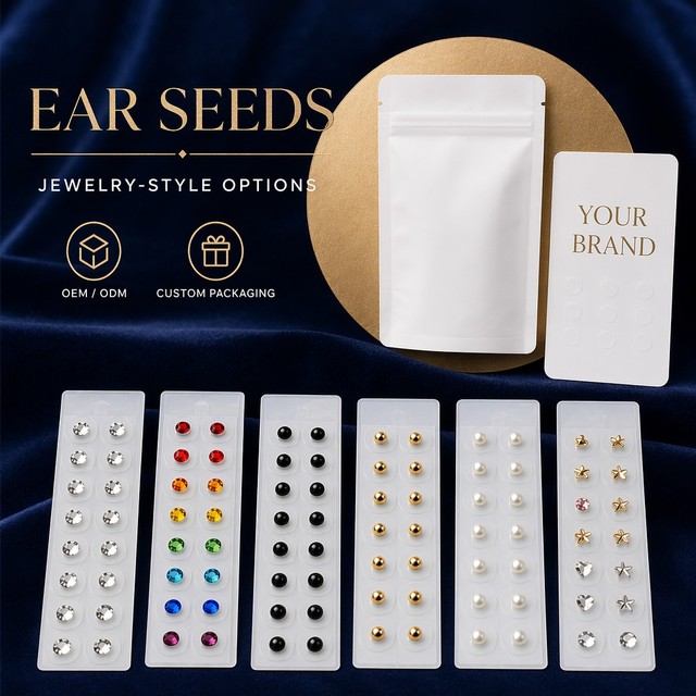 Private Label Magnetic Small MOQ Custom Ear Seeds Auricular Patch for Wellness Relaxation and Beauty Care Colorful Acupressure